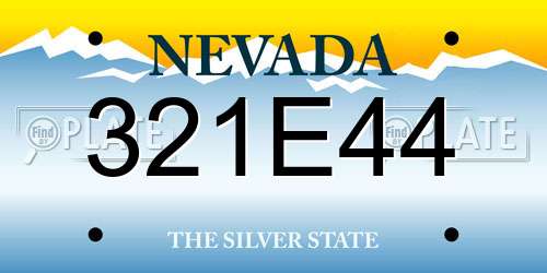 321E44 Nevada License Plate