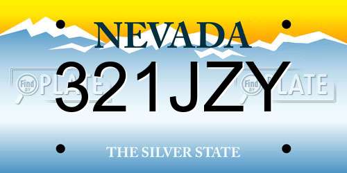 321JZY Nevada License Plate