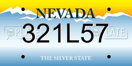 321L57 Nevada License Plate