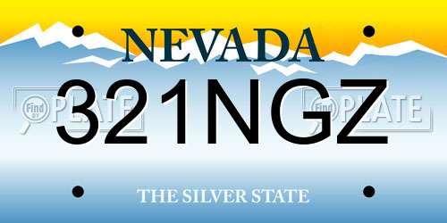 321NGZ Nevada License Plate