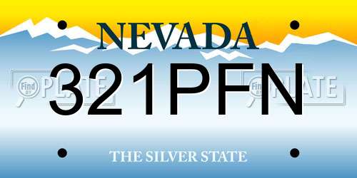 321PFN Nevada License Plate