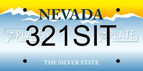321SIT Nevada License Plate