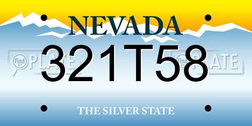 321T58 Nevada License Plate