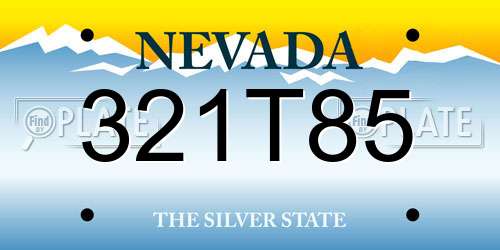 321T85 Nevada License Plate