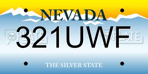 321UWF Nevada License Plate