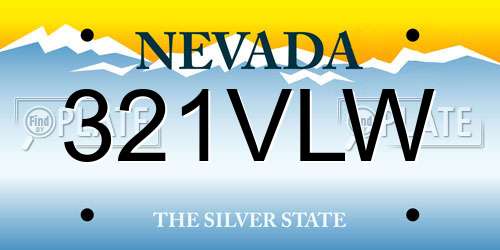 321VLW Nevada License Plate