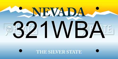 321WBA Nevada License Plate