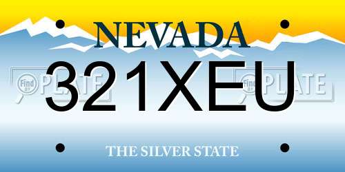 321XEU Nevada License Plate