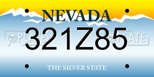 321Z85 Nevada License Plate