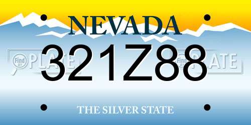 321Z88 Nevada License Plate