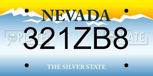 321ZB8 Nevada License Plate