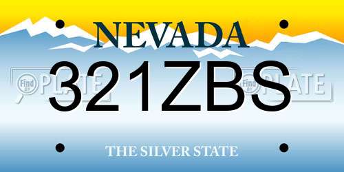 321ZBS Nevada License Plate