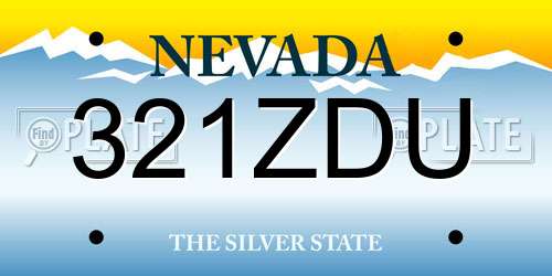 321ZDU Nevada License Plate