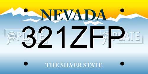321ZFP Nevada License Plate