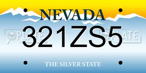 321ZS5 Nevada License Plate