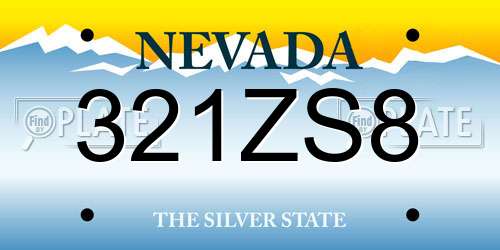 321ZS8 Nevada License Plate