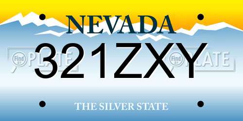 321ZXY Nevada License Plate