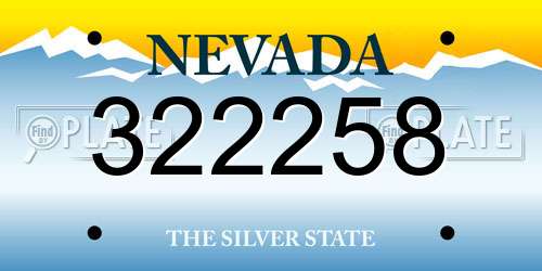 322258 Nevada License Plate