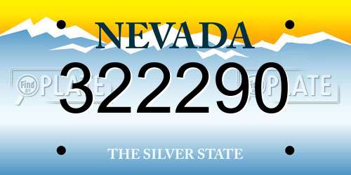 322290 Nevada License Plate