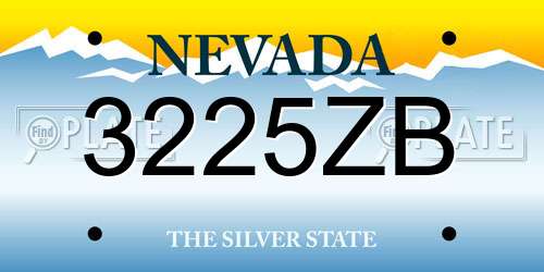 3225ZB Nevada License Plate