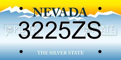 3225ZS Nevada License Plate