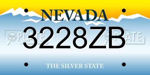 3228ZB Nevada License Plate