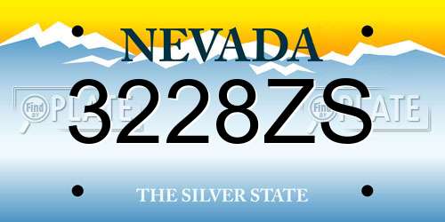 3228ZS Nevada License Plate
