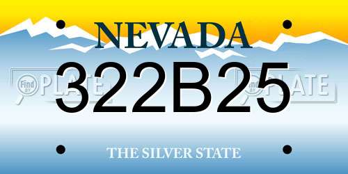 322B25 Nevada License Plate