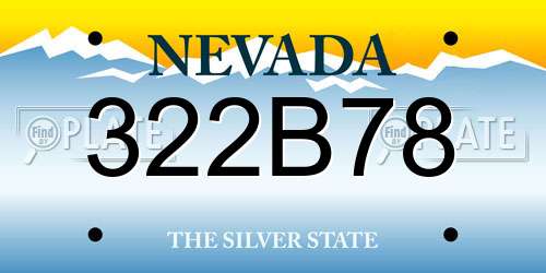 322B78 Nevada License Plate