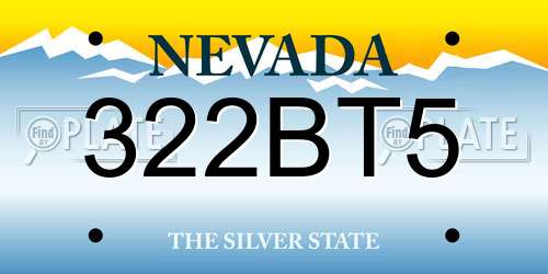 322BT5 Nevada License Plate
