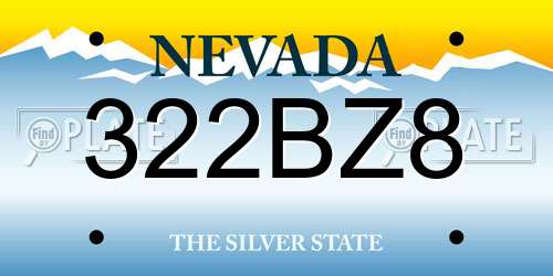 322BZ8 Nevada License Plate