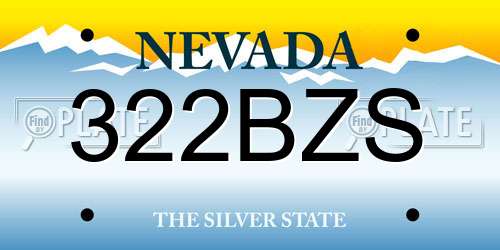 322BZS Nevada License Plate