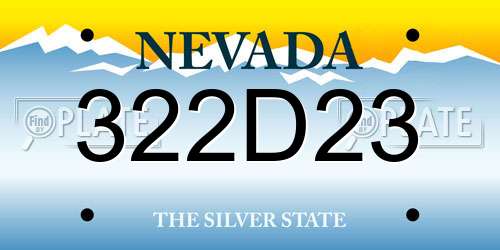 322D23 Nevada License Plate