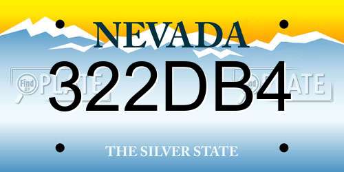 322DB4 Nevada License Plate