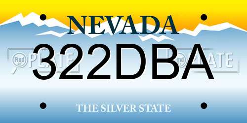 322DBA Nevada License Plate