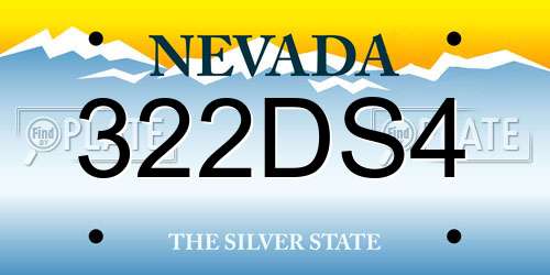 322DS4 Nevada License Plate