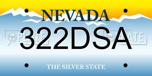 322DSA Nevada License Plate