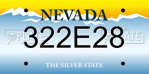 322E28 Nevada License Plate