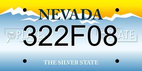 322F08 Nevada License Plate