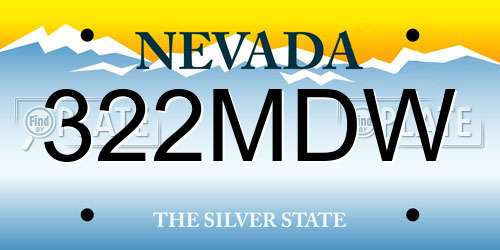 322MDW Nevada License Plate