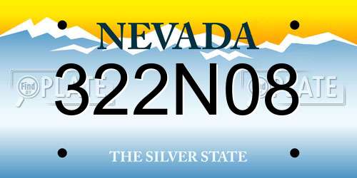 322N08 Nevada License Plate