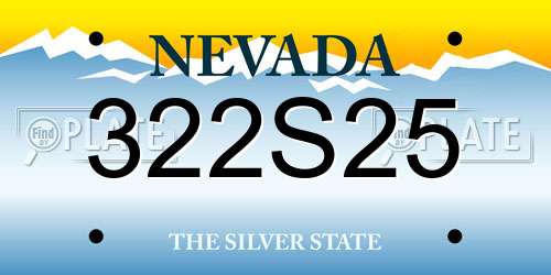 322S25 Nevada License Plate