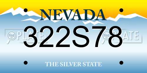 322S78 Nevada License Plate