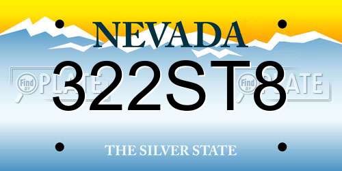 322ST8 Nevada License Plate