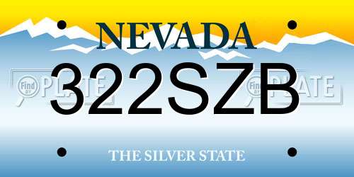 322SZB Nevada License Plate