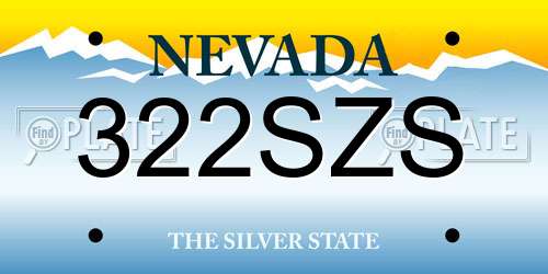 322SZS Nevada License Plate