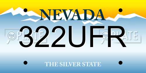 322UFR Nevada License Plate
