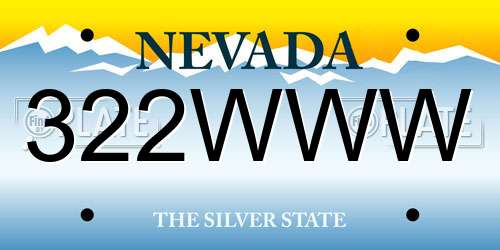 322WWW Nevada License Plate