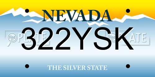 322YSK Nevada License Plate