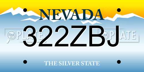 322ZBJ Nevada License Plate
